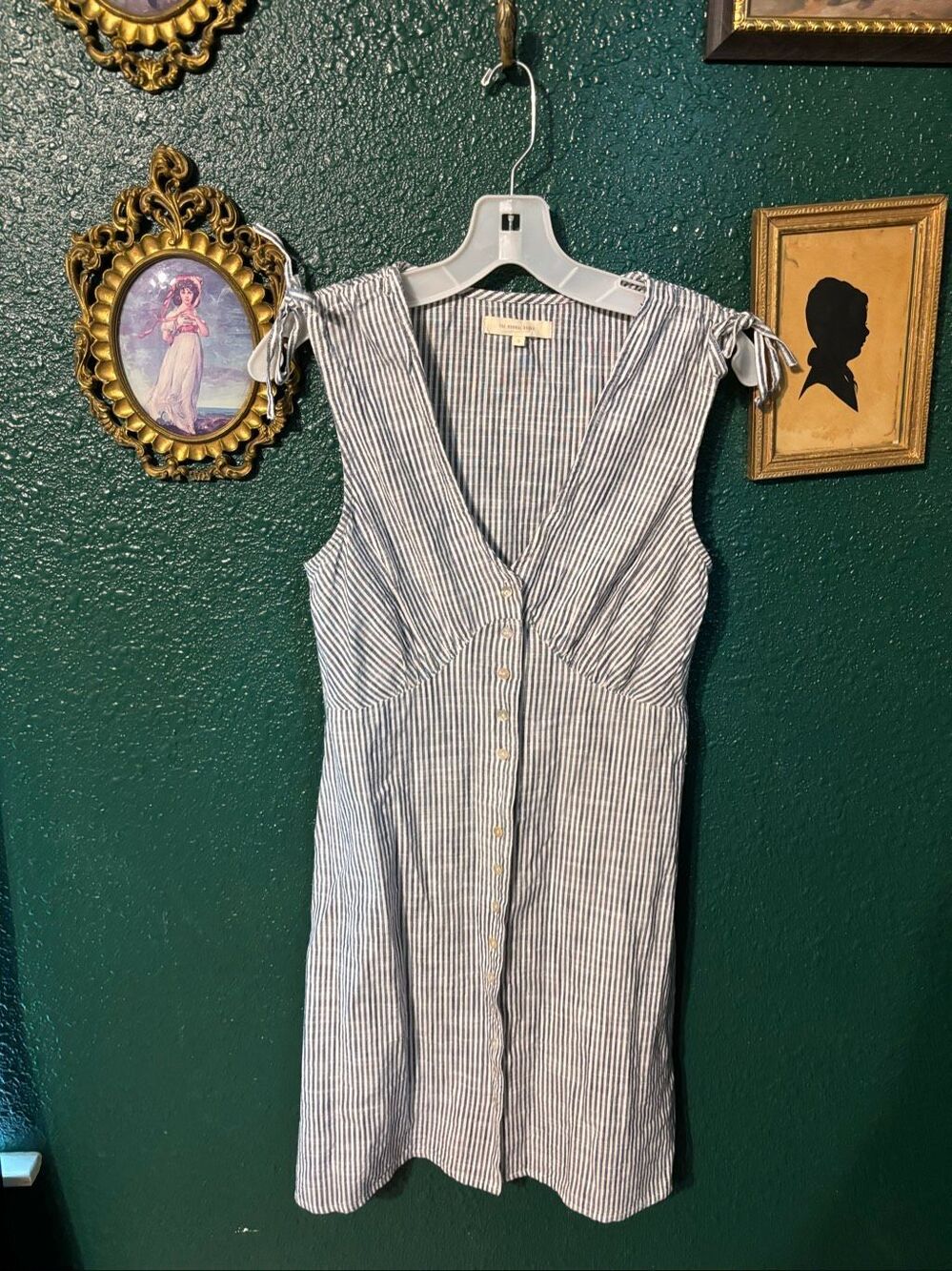 The Normal Brand 100% Cotton Striped Blue White Sleeveless Dress Sz Small